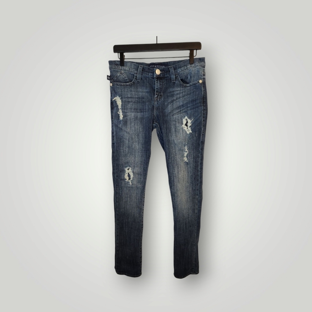 Rock & Republic Berlin R0101037 Women's Distressed Blue Jeans size 8